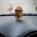 Feng Shui Wooden Medicine Buddha Head to attract Good Health & Protection for Office/Study Desk & Car Dashboard